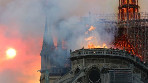 The roof of the cathedral burns.