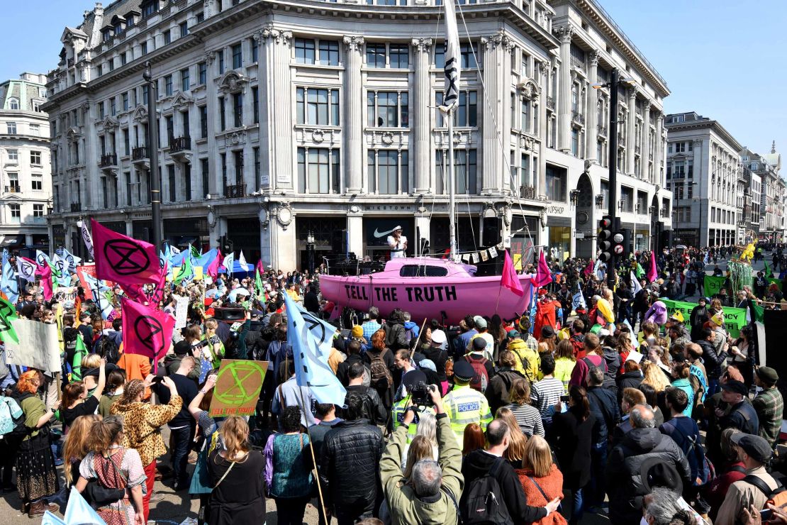 Oxford Circus was one of the main sites where protesters blocked traffic.