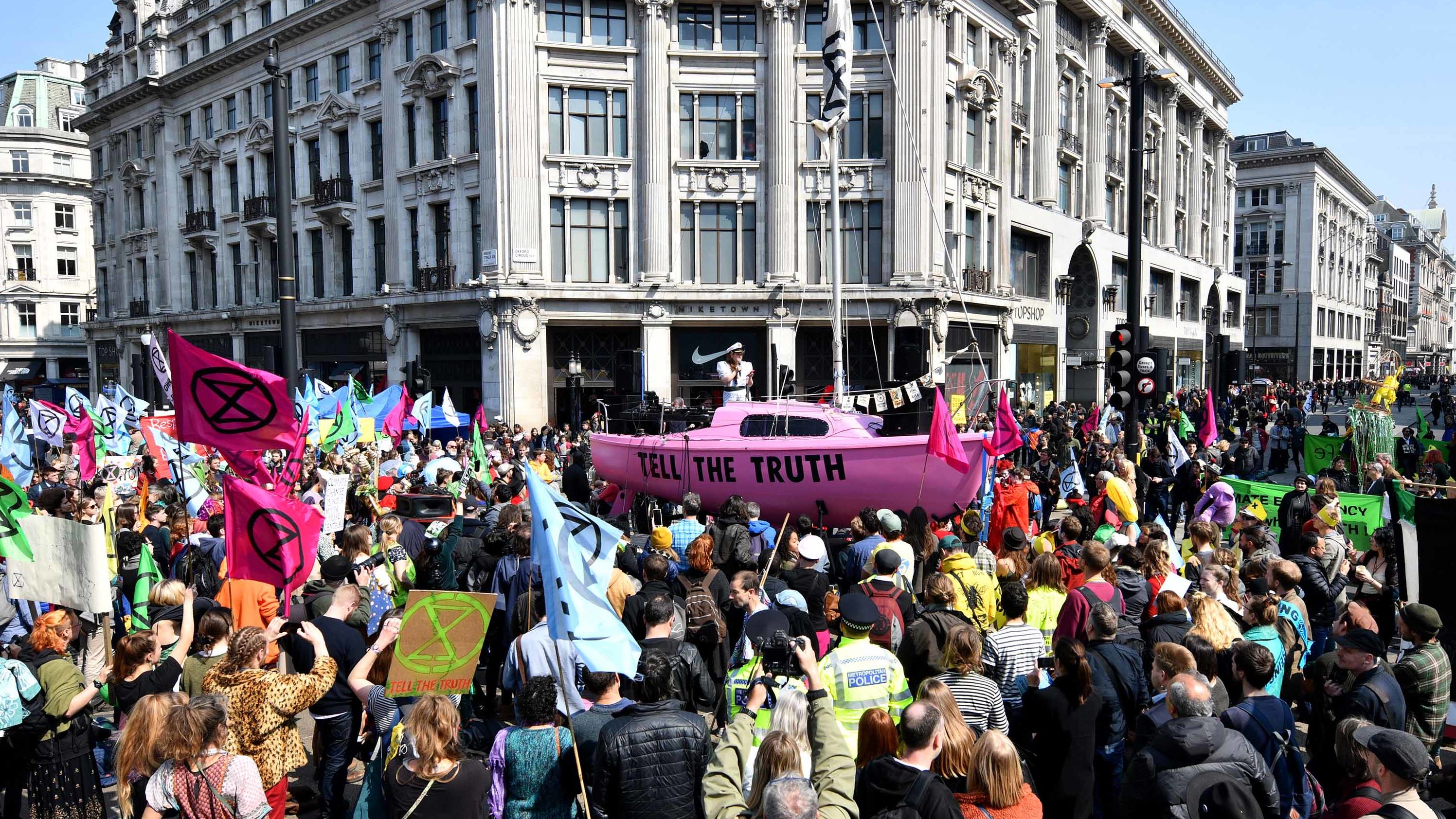 Oxford Circus was one of the main sites where protesters blocked traffic.