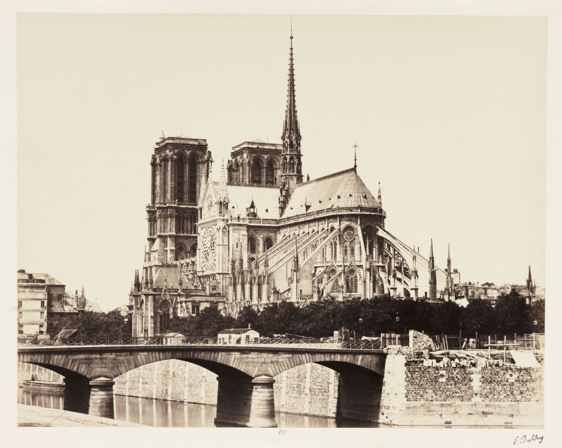 A photograph of the Notre Dame in Paris taken by Edouard-Denis Baldus in about 1865.