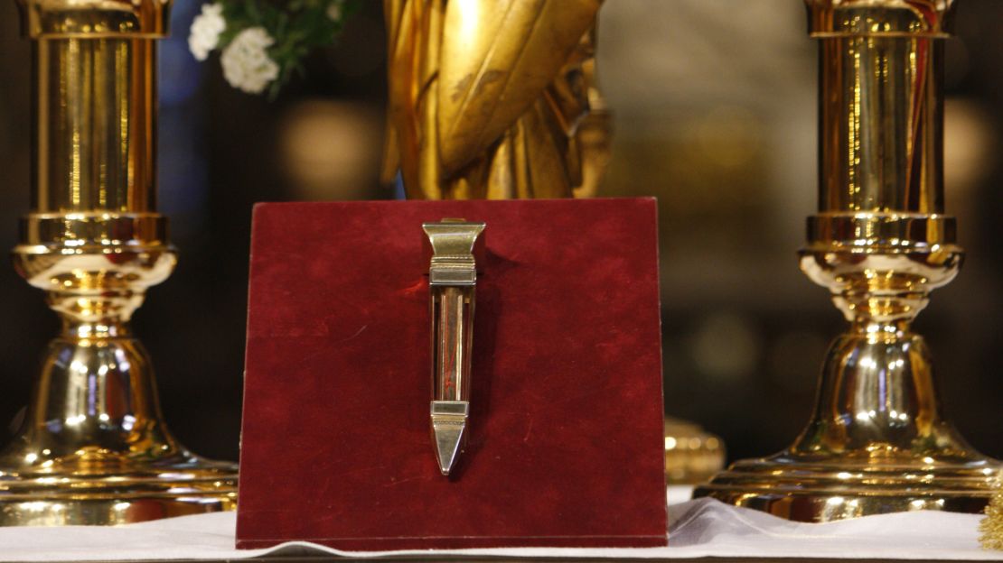 A nail which some believe is from the cross that Jesus Christ was crucified upon is housed inside Notre Dame cathedral.