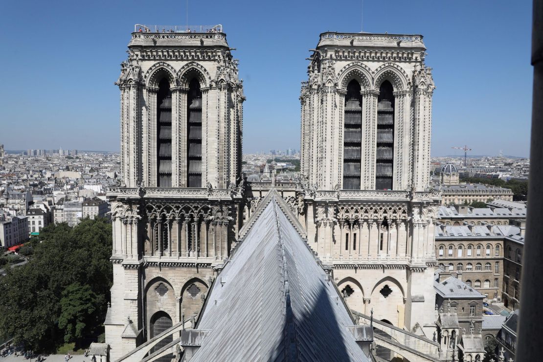 The twin bell towers of Notre Dame Cathedral.