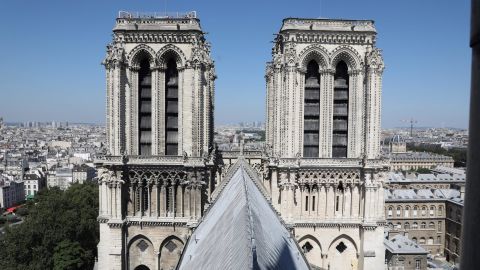 The twin bell towers of Notre Dame Cathedral.