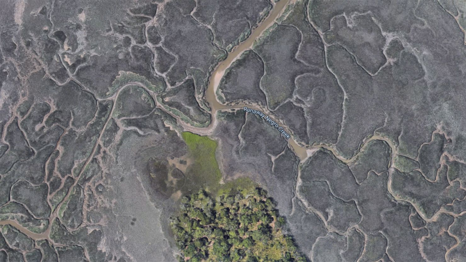 A Google Maps aerial view of the newly renamed Freedom Creek in coastal Georgia.