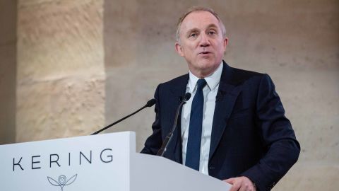 Francois-Henri Pinault, CEO of Kering, speaks during a news conference.
