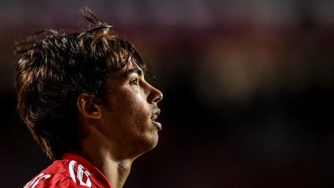 Joao Felix is pictured playing for Benfica.
