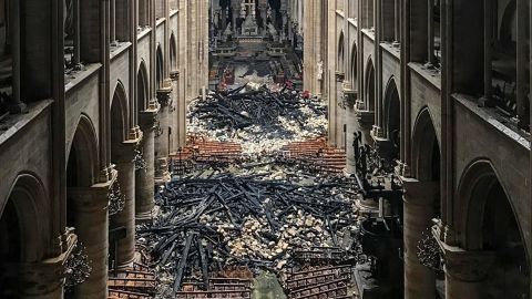 The interior of Notre Dame is seen in this photo taken April 16, 2019.