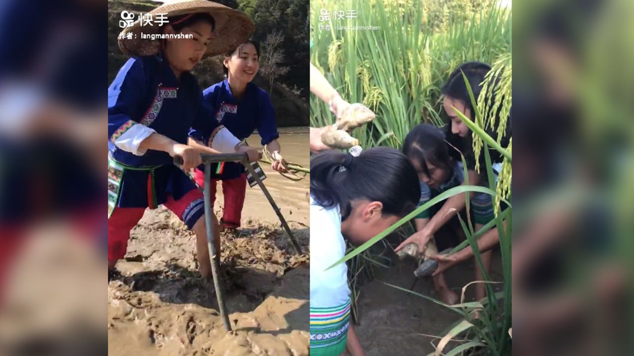 Stills from the Gaibao village's Kuaishou page, where they raise money through videos of their everyday lives.