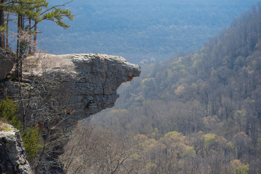 Hawksbill Crag is a popular tourist attraction and scenic photo spot in Ozark National Forest.