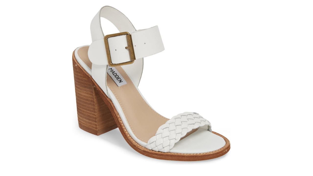 <strong>Steve Madden Cadence Sandal ($49.86, originally $99.95; </strong><a href="https://click.linksynergy.com/deeplink?id=Fr/49/7rhGg&mid=1237&u1=0416nordspringsale&murl=https%3A%2F%2Fshop.nordstrom.com%2Fs%2Fsteve-madden-cadence-sandal-women%2F5304427%3Forigin%3Dcategory-personalizedsort%26breadcrumb%3DHome%252FSale%252FWomen%26color%3Dwhite%2520leather" target="_blank" target="_blank"><strong>nordstrom.com</strong></a><strong>)</strong>