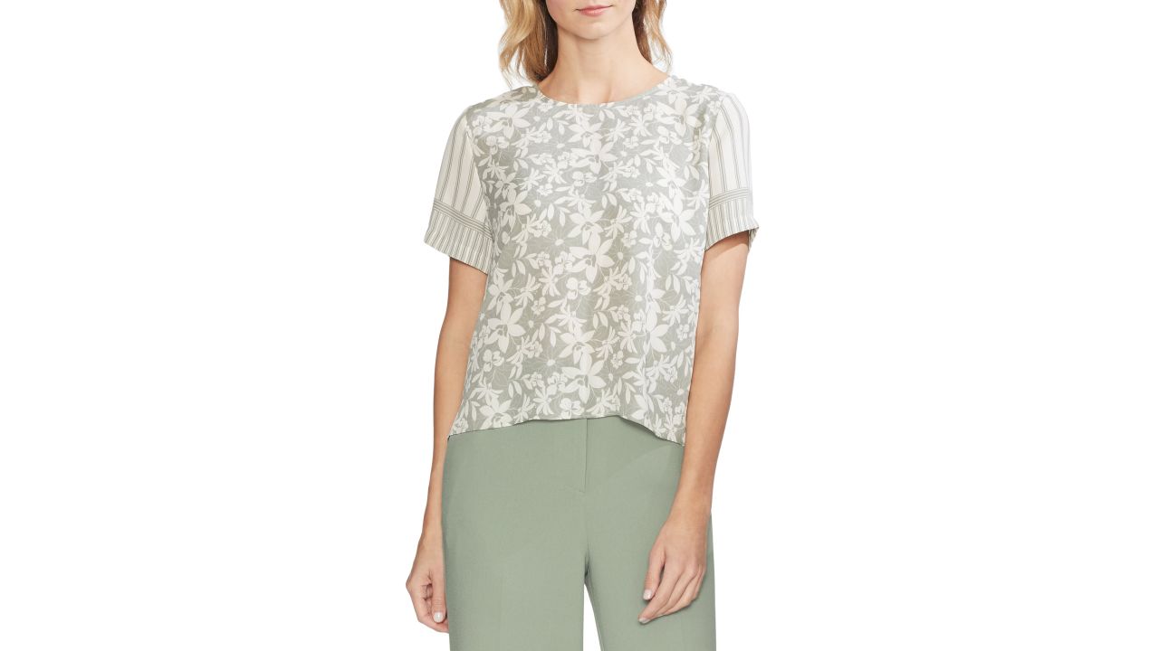 <strong>Vince Camuto Mixed Print Top ($47.40, originally $79; </strong><a href="https://click.linksynergy.com/deeplink?id=Fr/49/7rhGg&mid=1237&u1=0416nordspringsale&murl=https%3A%2F%2Fshop.nordstrom.com%2Fs%2Fvince-camuto-mixed-print-top%2F5171011%3Forigin%3Dcategory-personalizedsort%26breadcrumb%3DHome%252FSale%252FWomen%26color%3Dclassic%2520navy" target="_blank" target="_blank"><strong>nordstrom.com</strong></a><strong>) </strong>