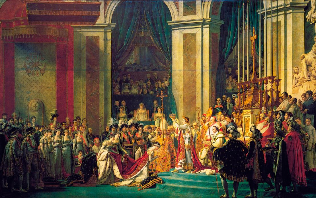 One of the best-known paintings of Notre Dame is Jacques-Louis David's depiction of Napoleon's coronation as emperor, an event the artist personally attended in 1804. As well as showing a cast of important characters, including members of the Bonaparte family, the artwork reveals the interior styling of the cathedral at the time.