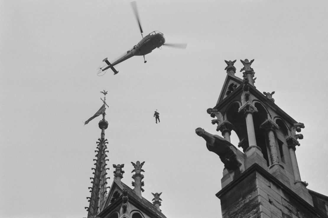 In 1969, a helicopter was needed to help remove a Vietcong flag attached to the cathedral's facade by an unknown protester.