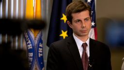 South Bend Mayor Pete Buttigieg listens to a question during a news conference announcing deputy coroner Chuck Hurley as the interim South Bend Police Department chief on Friday, March 30, 2012, in the mayor's downtown office in South Bend, Ind. Buttigieg said Darryl Boykins, former city police chief, resigned as federal investigators are looking into the wiretapping of police department phones.  (AP Photo/South Bend Tribune, James Brosher)