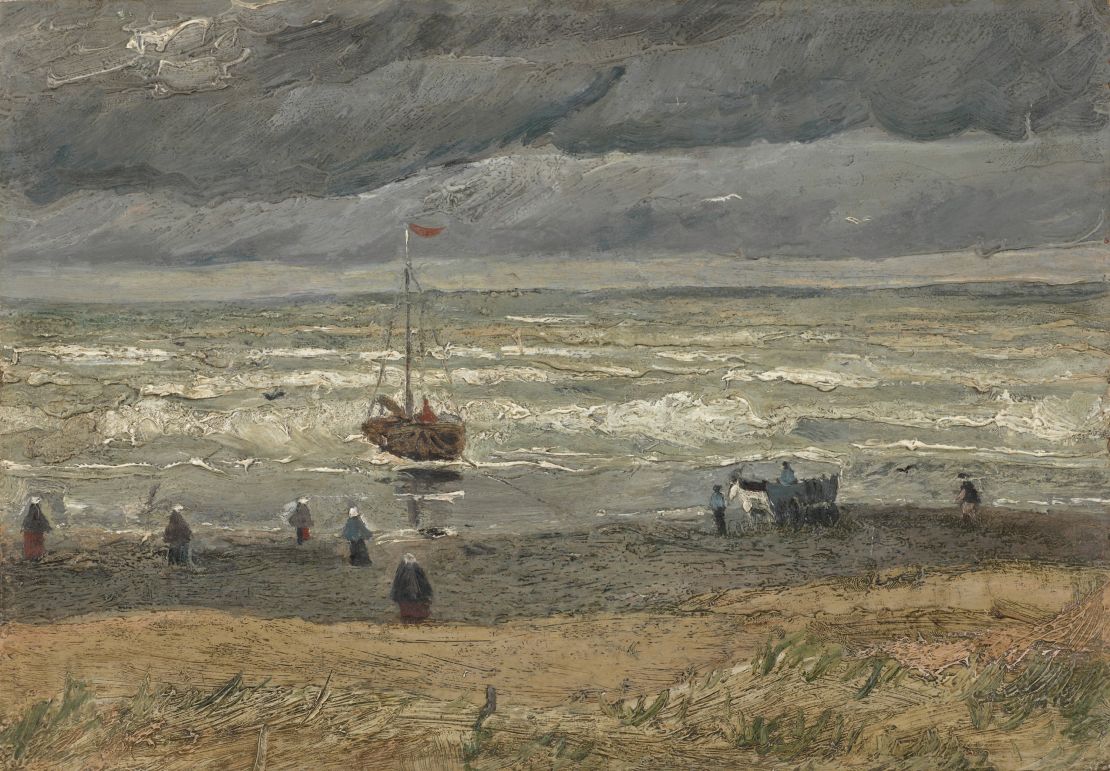 Van Gogh painted "View of the Sea at Scheveningen" in 1882 while living in The Hague. It's one of his first oil paintings.