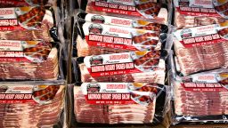 Centrella brand bacon sits on display at a supermarket in Princeton, Illinois, U.S., on Thursday, Aug. 14, 2014. 