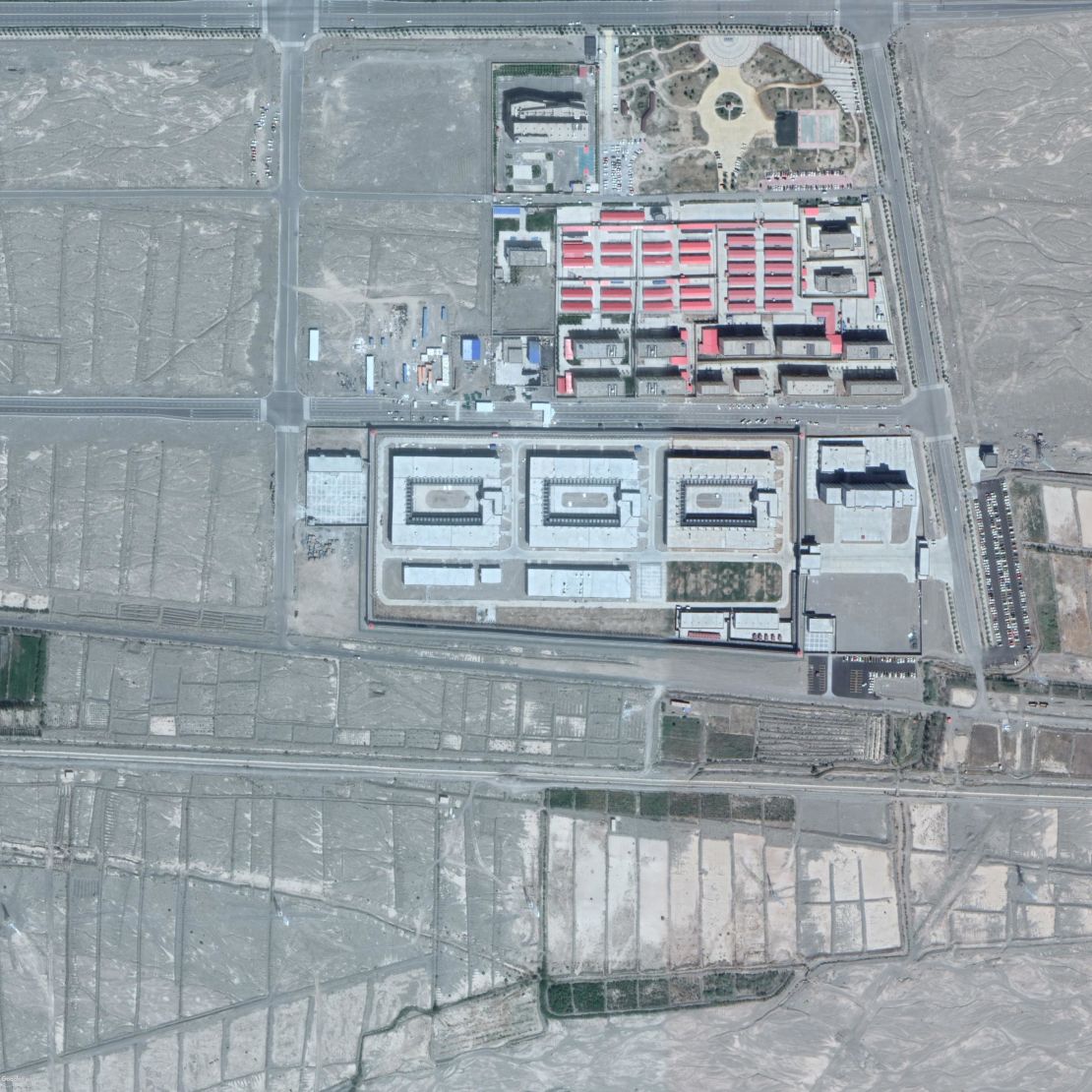 Alleged detention center on the outskirts of Kashgar, which CNN tried to enter but was turned away by guards.