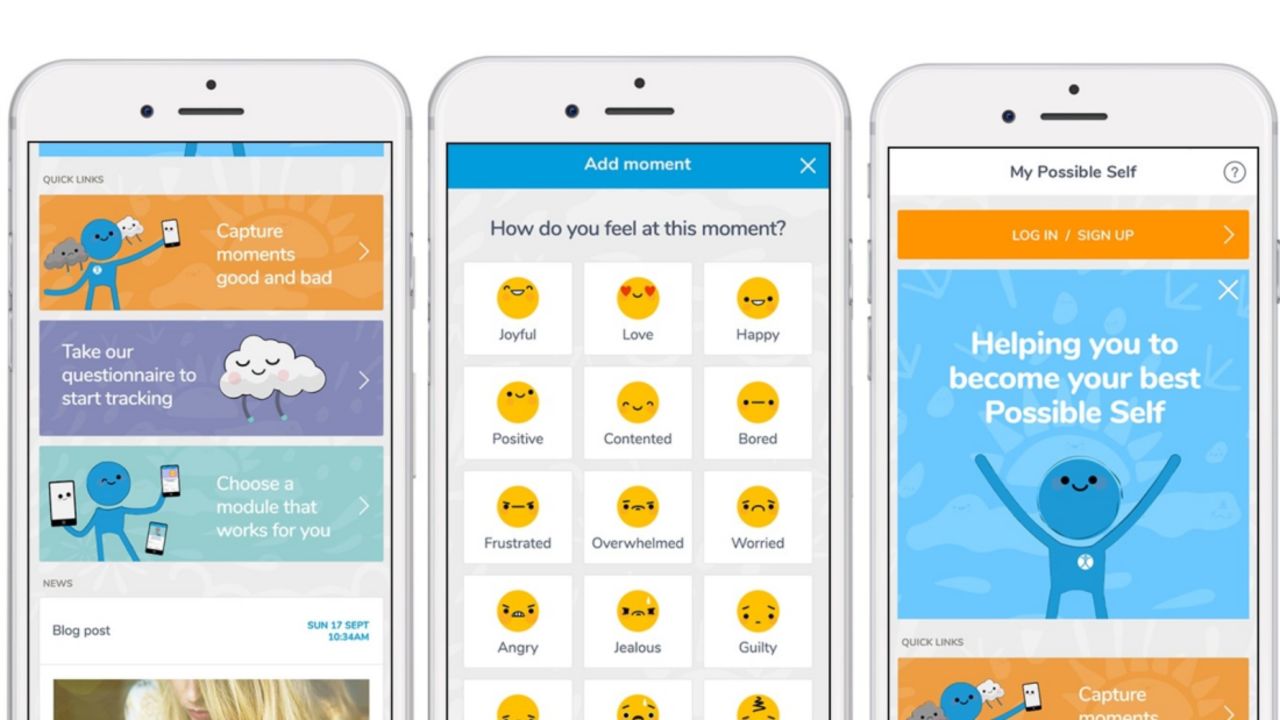 The My Possible Self app allows users to track their mood and well-being.