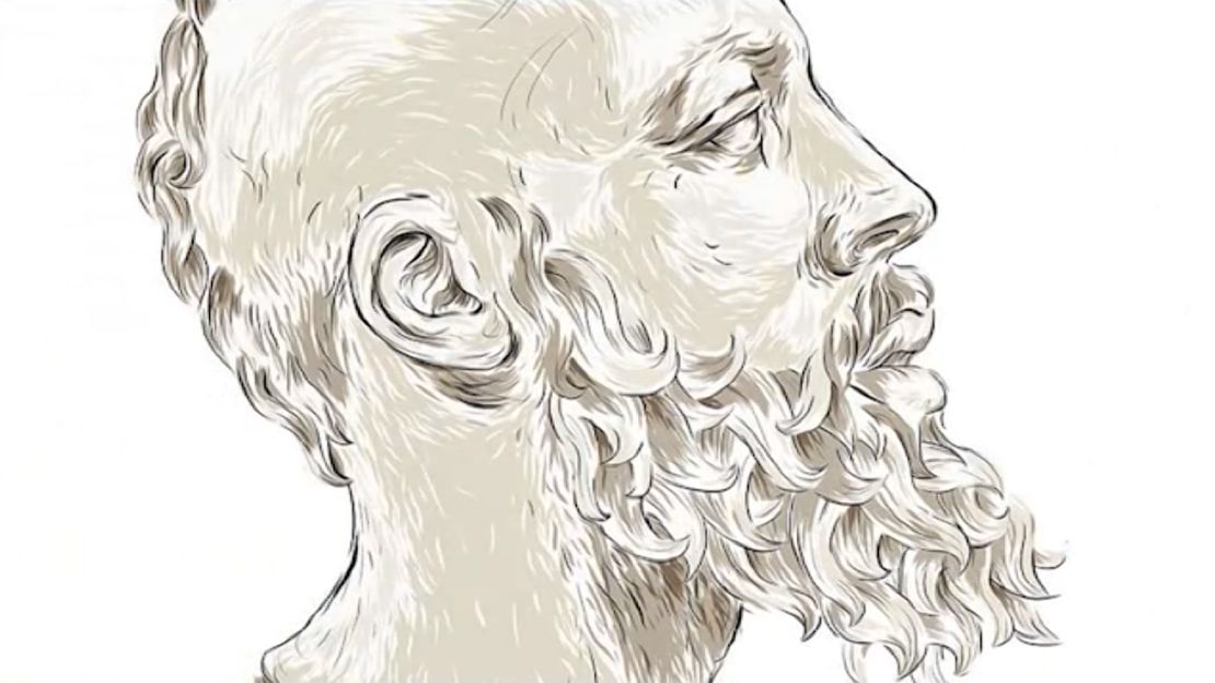 Here, Harden's profile appears as a Greek philosopher.