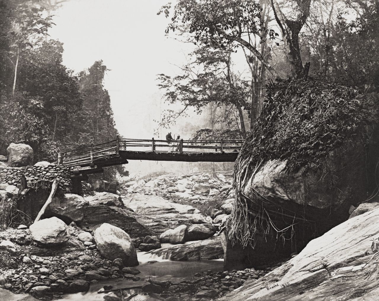 Samuel Bourne's images of a bridge in Darjeeling, West Bengal, from 1863-70.