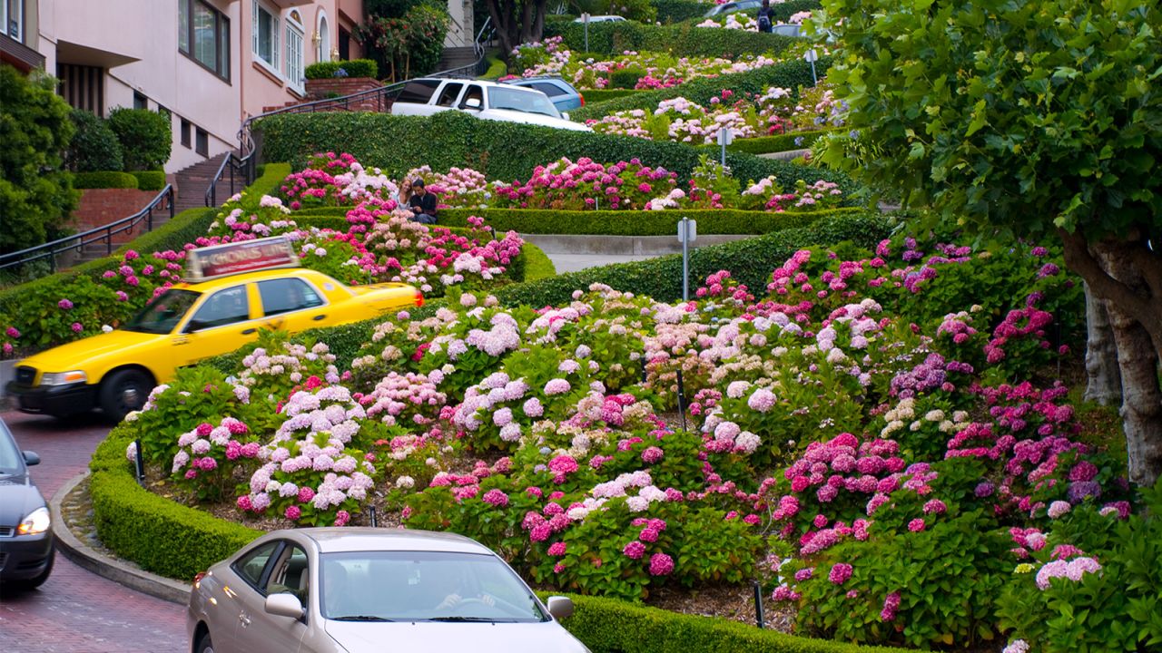 There are eight hairpin turns along the single block of Lombard Street.