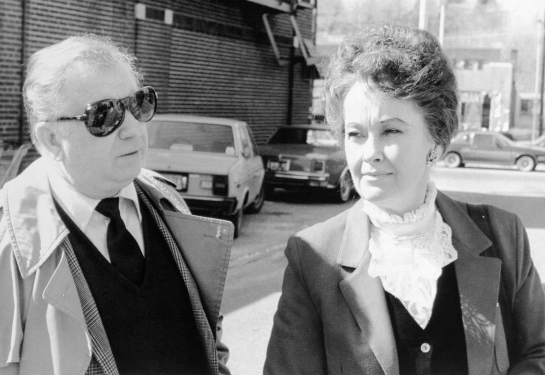 Lorraine Warren arrives outside a courthouse in 1981, where a jury indicted a man for a killing in which his attorney said the murder was the work of the devil.