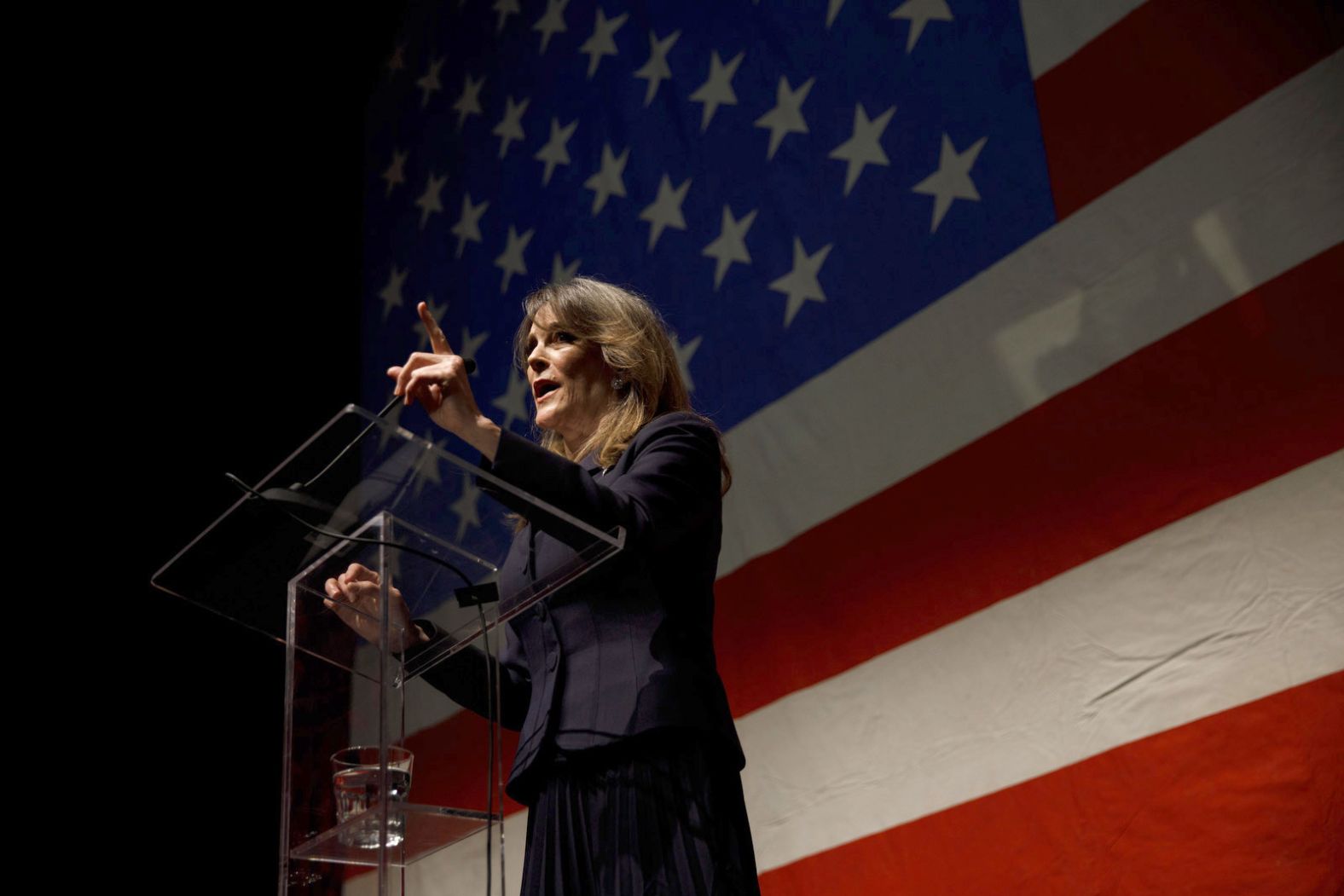 Williamson announces her presidential campaign in January 2019.