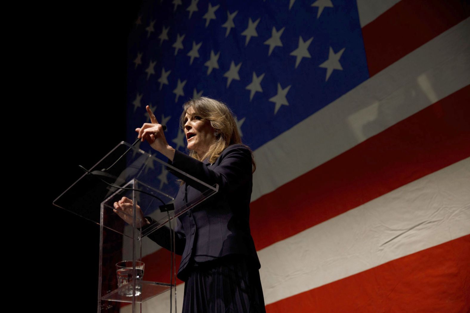 Williamson announces her presidential campaign in January 2019.