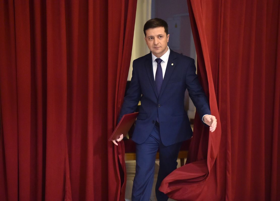 Zelensky at a shoot for "Servant of the People" in Kiev in March.