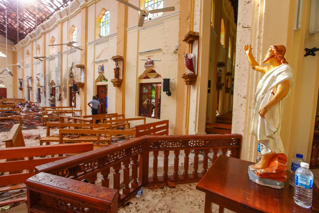 The damage at St. Sebastian's Church in Colombo, Sri Lanka.
