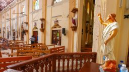 NEGOMBO, SRI LANKA - APRIL 21 : Officials inspect the damaged St. Sebastian's Church after multiple explosions targeting churches and hotels across Sri Lanka on April 21, 2019 in Negombo, north of Colombo, Sri Lanka. At least 207 people were killed and hundreds of others wounded in multiple blasts that hit eight different locations -- including churches where Christians were marking Easter Sunday -- and 5-star hotels in commercial capital Colombo. (Photo by Chamila Karunarathne/Anadolu Agency/Getty Images)