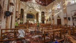 A view of St. Sebastian's Church damaged in blast in Negombo, north of Colombo, Sri Lanka, Sunday, April 21, 2019.  More than hundred were killed and hundreds more hospitalized with injuries from eight blasts that rocked churches and hotels in and just outside of Sri Lanka's capital on Easter Sunday, officials said, the worst violence to hit the South Asian country since its civil war ended a decade ago. (AP Photo/Chamila Karunarathne)