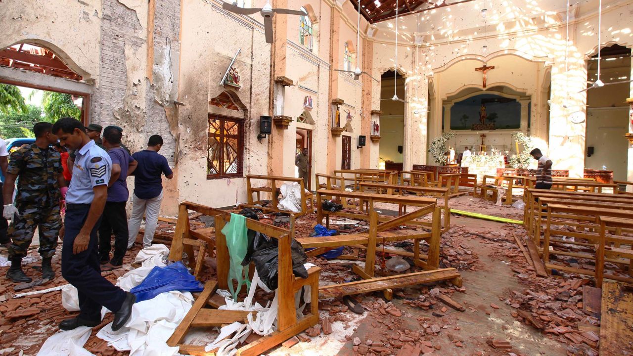 One of the blasts tore through St. Sebastian's Church in Negombo, north of Colombo.