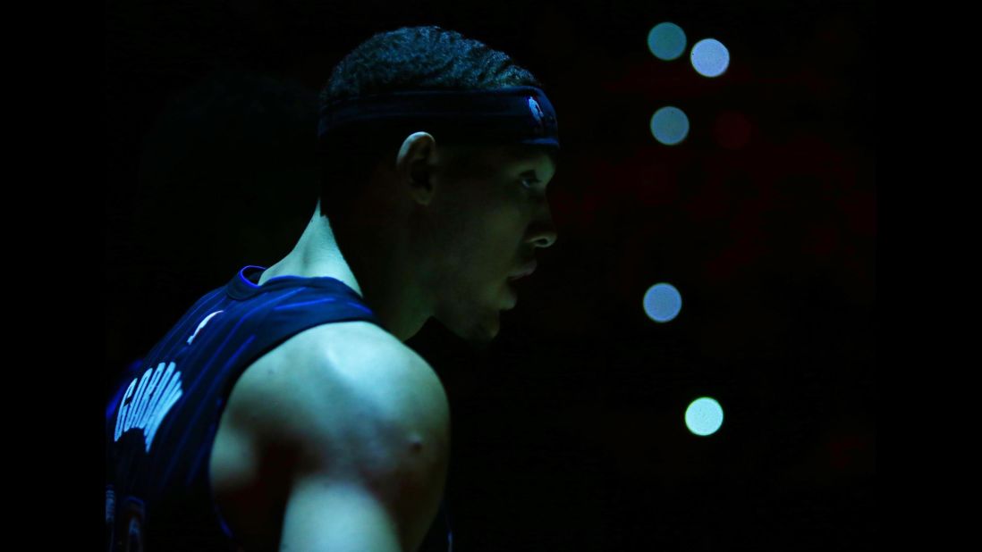 Aaron Gordon of the Orlando Magic is seen prior to Game Two of the first round of the 2019 NBA Playoffs against the Toronto Raptors on Tuesday, April 16, in Toronto.