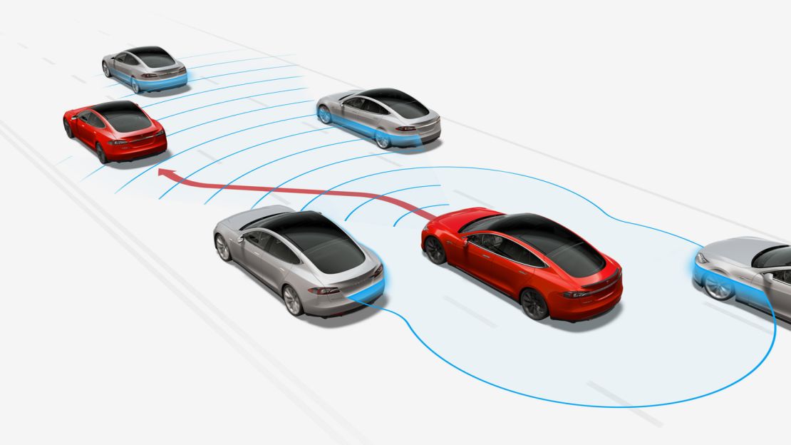 With Navigate on Autopilot, a Tesla car can change to a faster lane on its own.