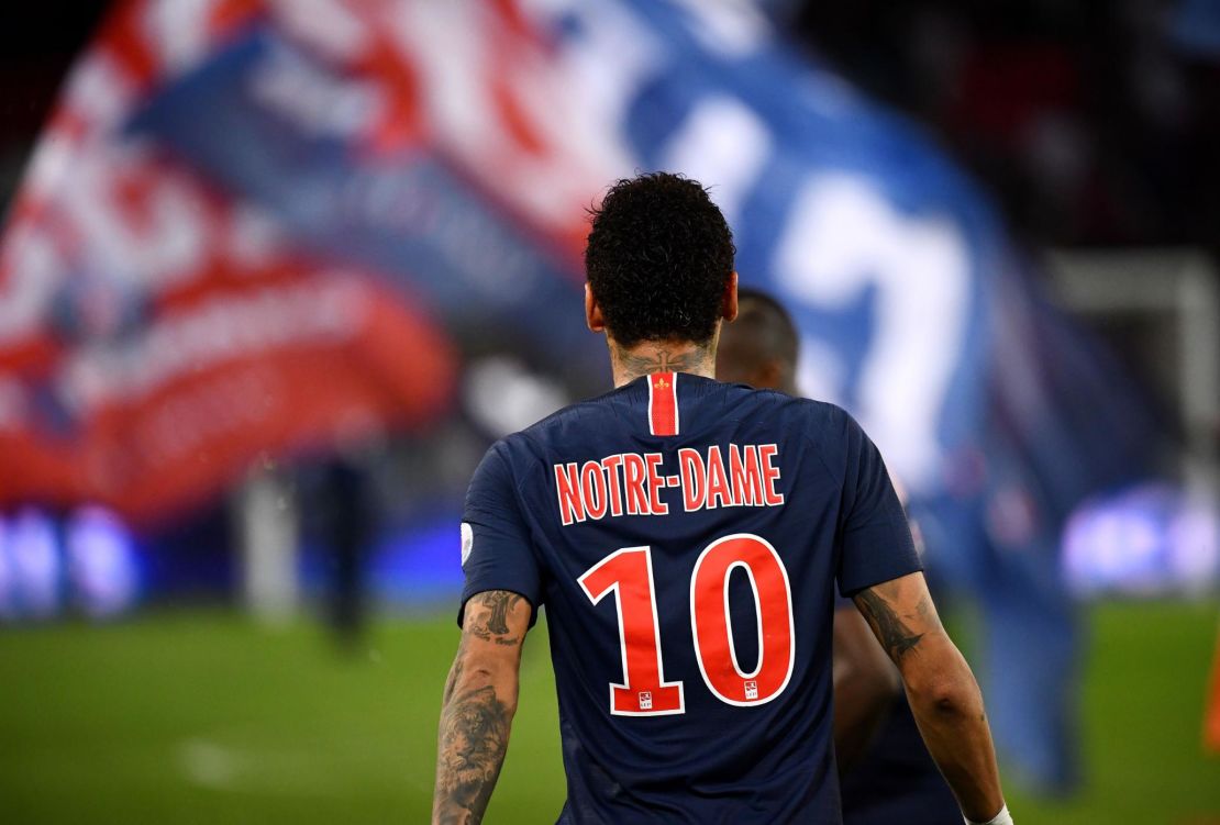 PSG players had their names replaced with 'Notre-Dame.'