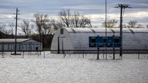 The baseball field in Hamburg lies under water.