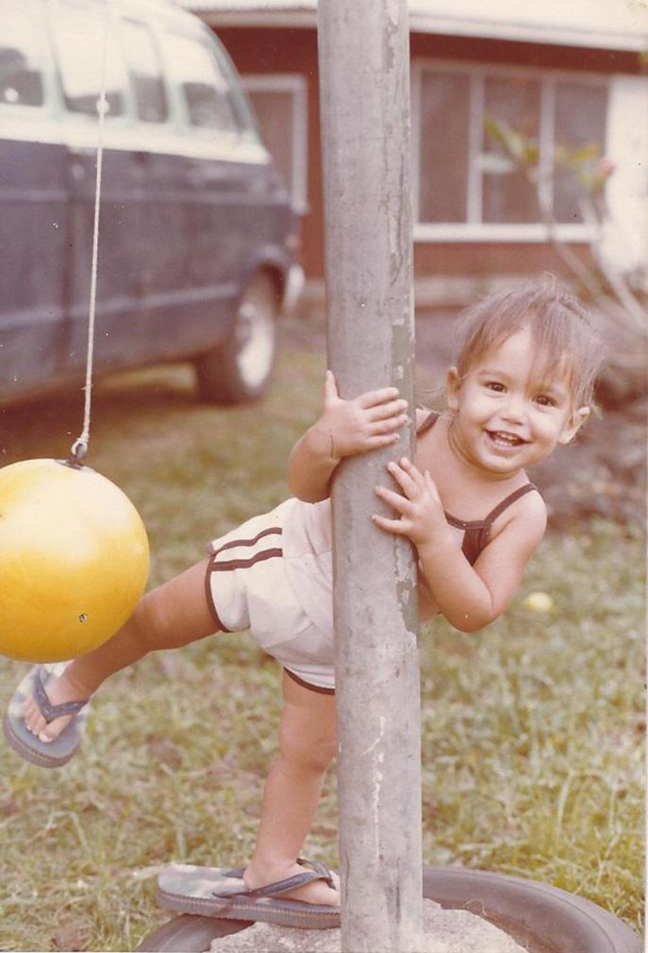 A young Gabbard plays in Tafuna, American Samoa. She and her family moved to Hawaii in 1983.
