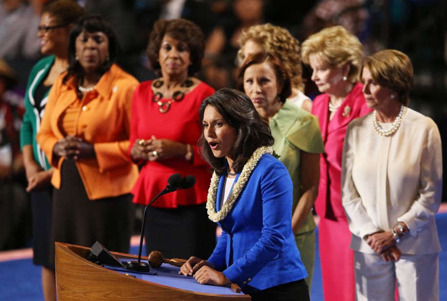 Gabbard speaks on stage at the Democratic National Convention in September 2012. At the time, she was running for Congress.