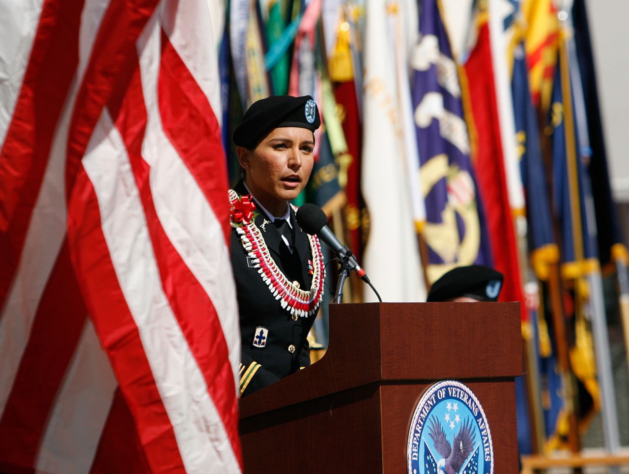 Gabbard was the keynote speaker for Veterans Day ceremonies in Honolulu in November 2013.