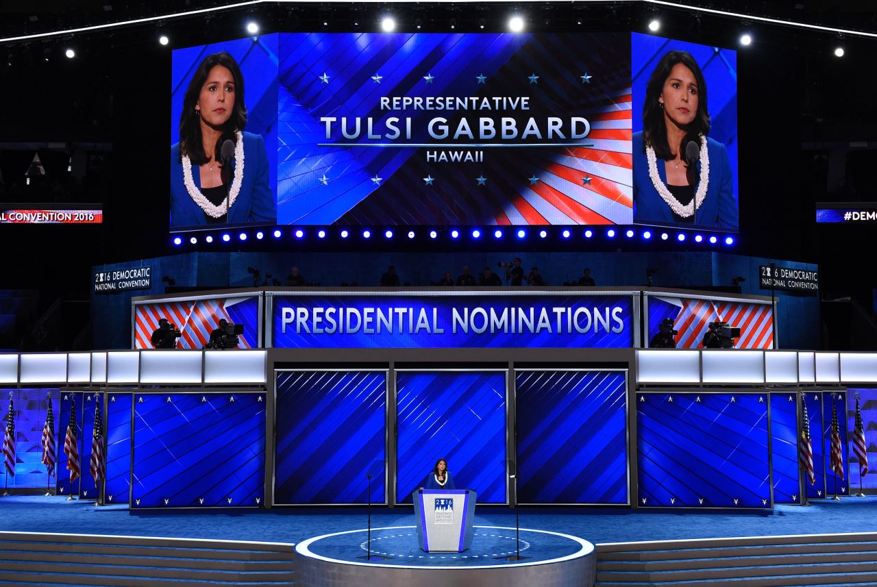 Gabbard speaks at the Democratic National Convention in July 2016.