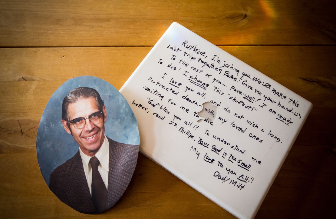 Milt Andrews, 90, left behind a note written in black marker on the cover of his laptop computer.
