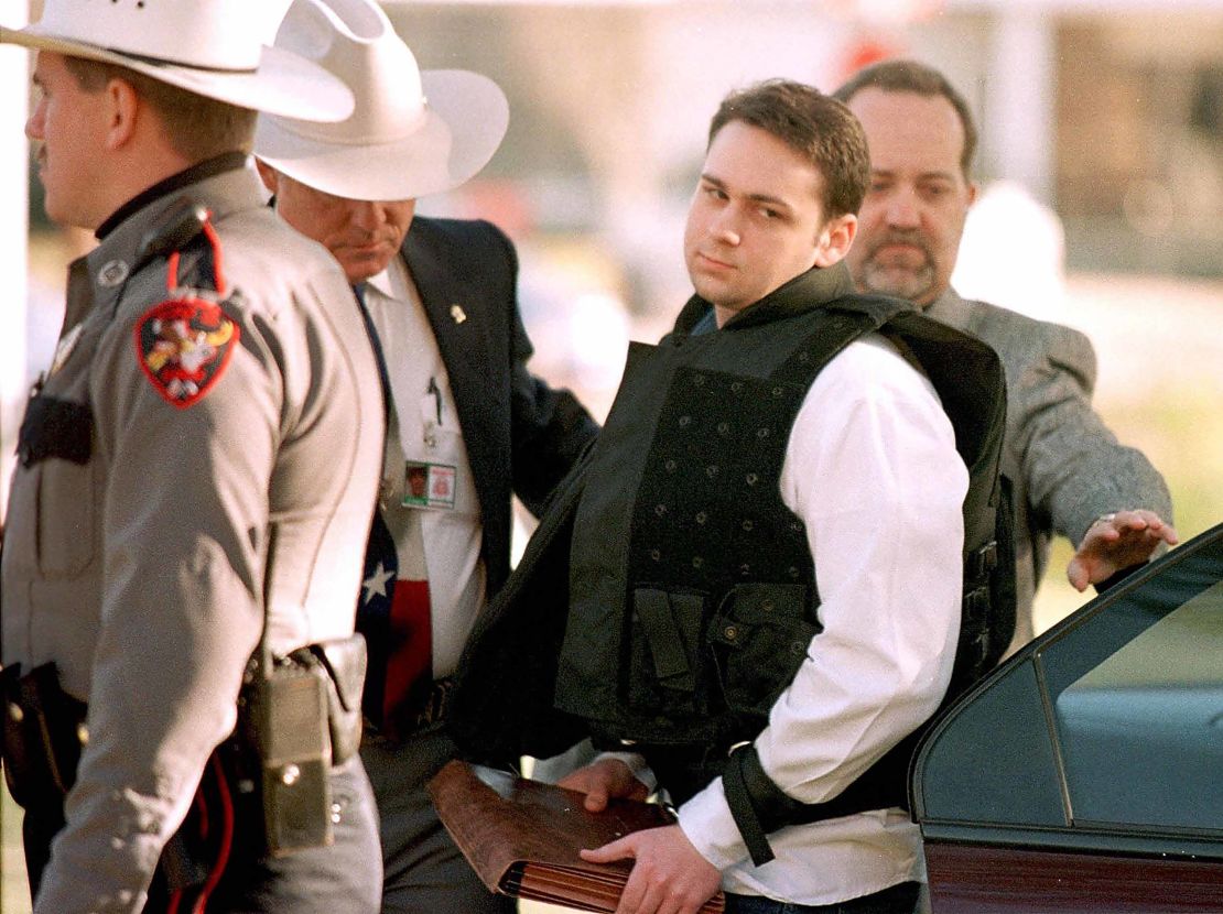 John William King is escorted to the courthouse for sentencing in 1999. 