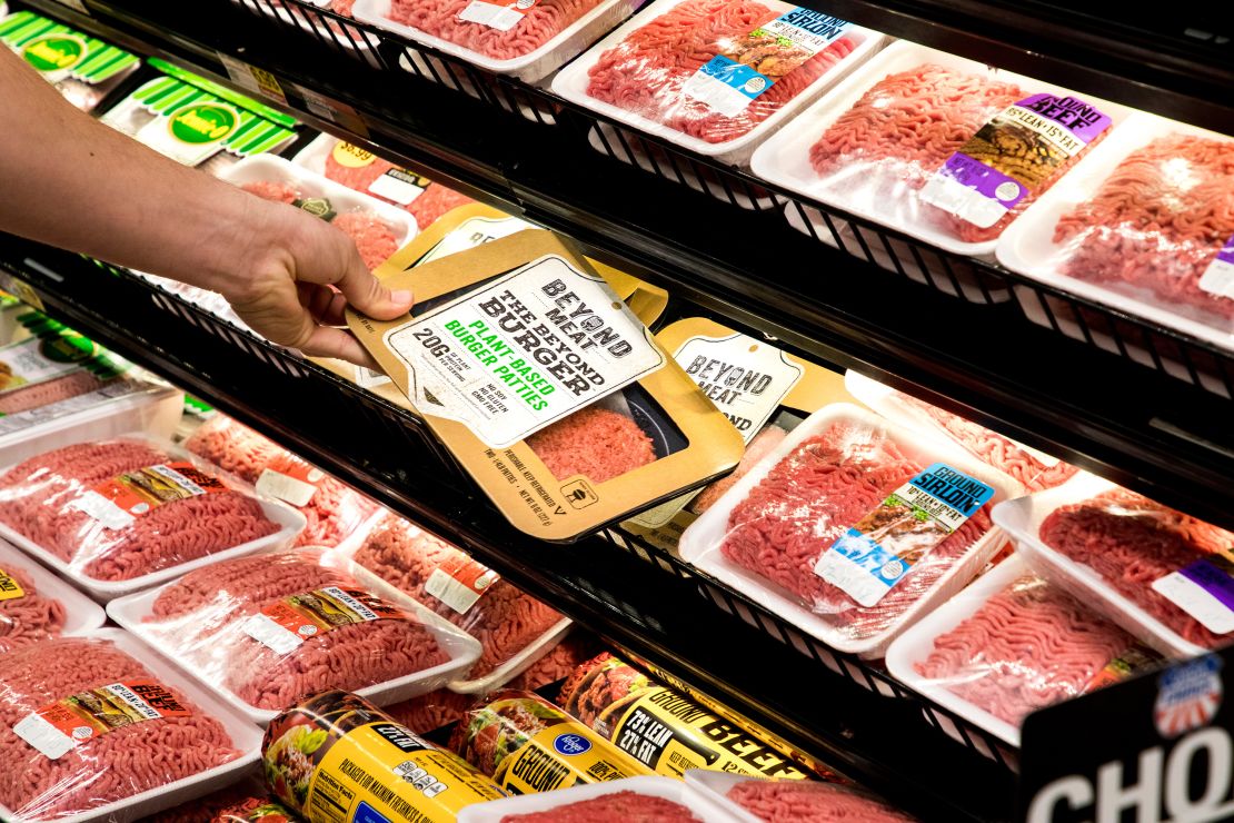 Beyond Meat's products are sold in supermarkets and at restaurants.