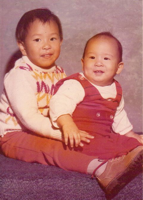 Yang and his brother in another childhood photo.