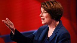 US senator and Democratic presidential hopeful Amy Klobuchar is seen during a live CNN Town Hall moderated by Chris Cuomo at Saint Anselm College on Monday, April 22, 2019, in Manchester, N.H. Elijah Nouvelage for CNN