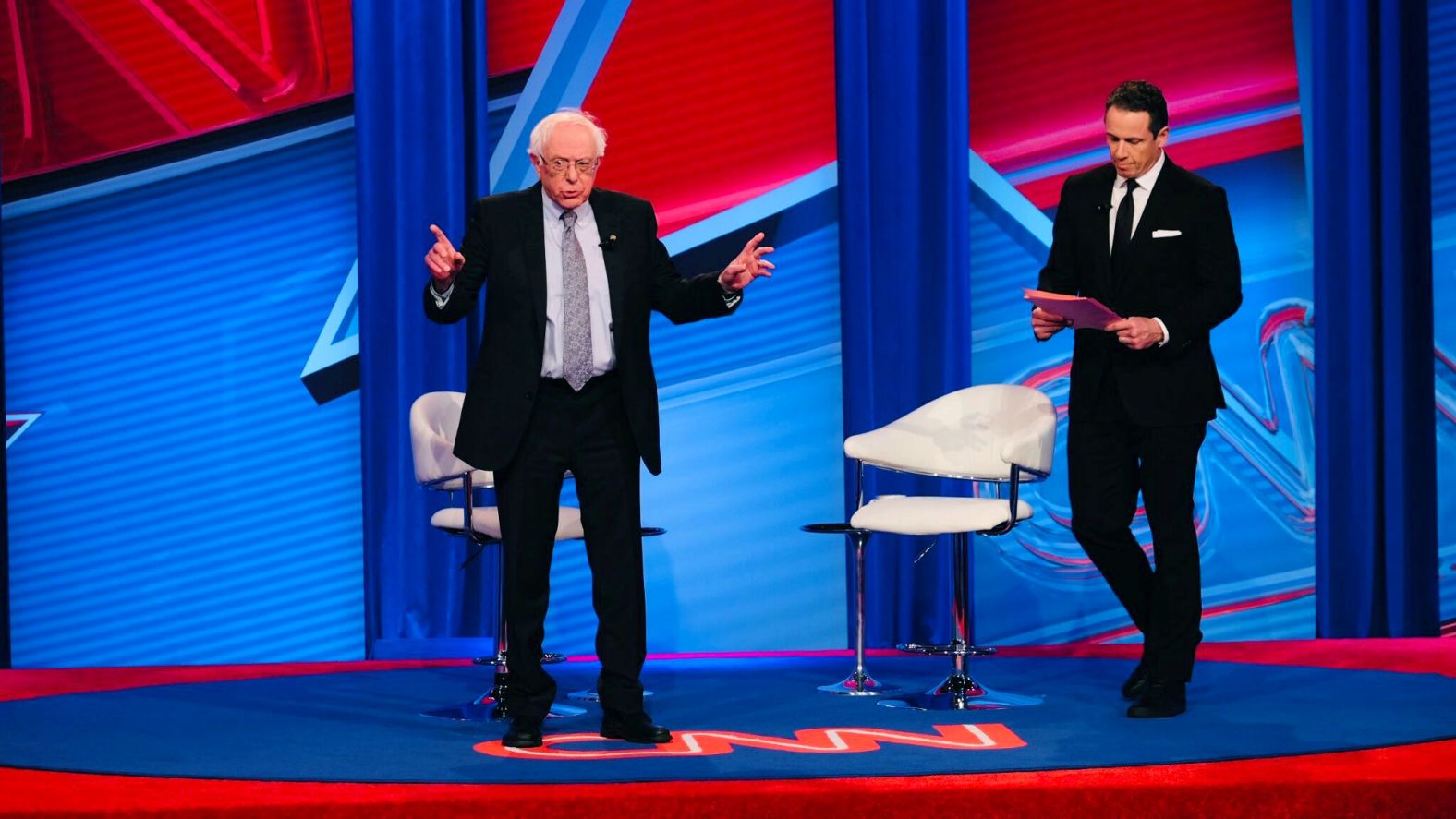 Sanders addresses the audience at a CNN town hall in Washington in April 2019.