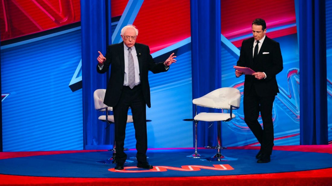 Sanders addresses the audience at a CNN town hall in Washington in April 2019.