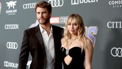 Liam Hemsworth and Miley Cyrus attend the Los Angeles World Premiere of Marvel Studios' "Avengers: Endgame" at the Los Angeles Convention Center on April 23, 2019 in Los Angeles, California.  (Photo by Jesse Grant/Getty Images for Disney)