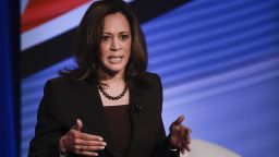 U.S. Senator and Democratic presidential hopeful Kamala Harris is seen during a live CNN Town Hall moderated by Don Lemon at Saint Anselm College on Monday, April 22, 2019, in Manchester, N.H. Elijah Nouvelage for CNN